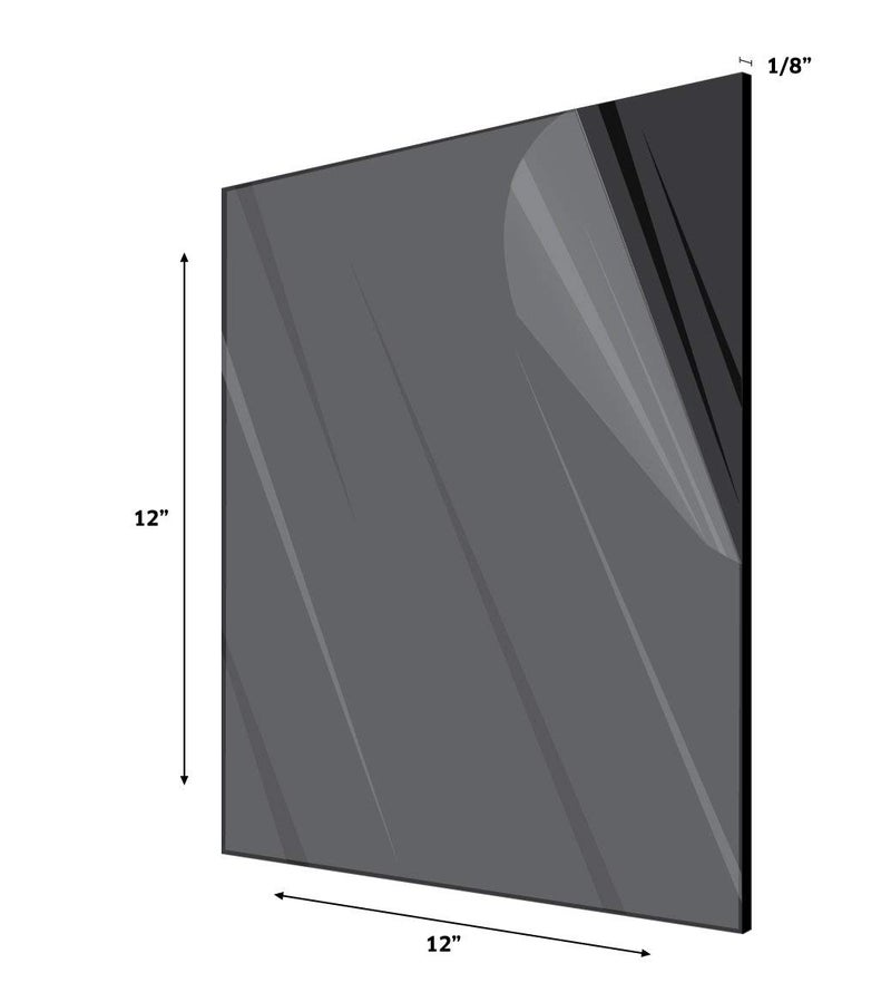 AdirOffice Acrylic Plexiglass Sheet 12â€™â€™x12â€™â€™ 1/8'' Thick- Durable, Water Resistant & Weatherproof - Multipurpose & Ideal for Countless Uses - Black - Image 2